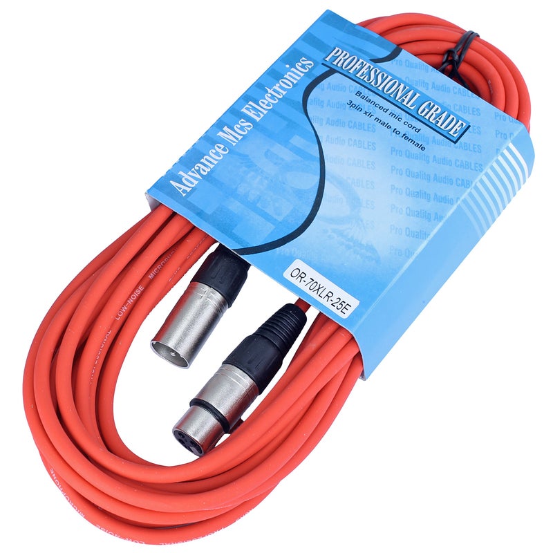 MCSPROAUDIO 20 Foot Male to Female XLR Microphone Cable (Orange) - Image 1